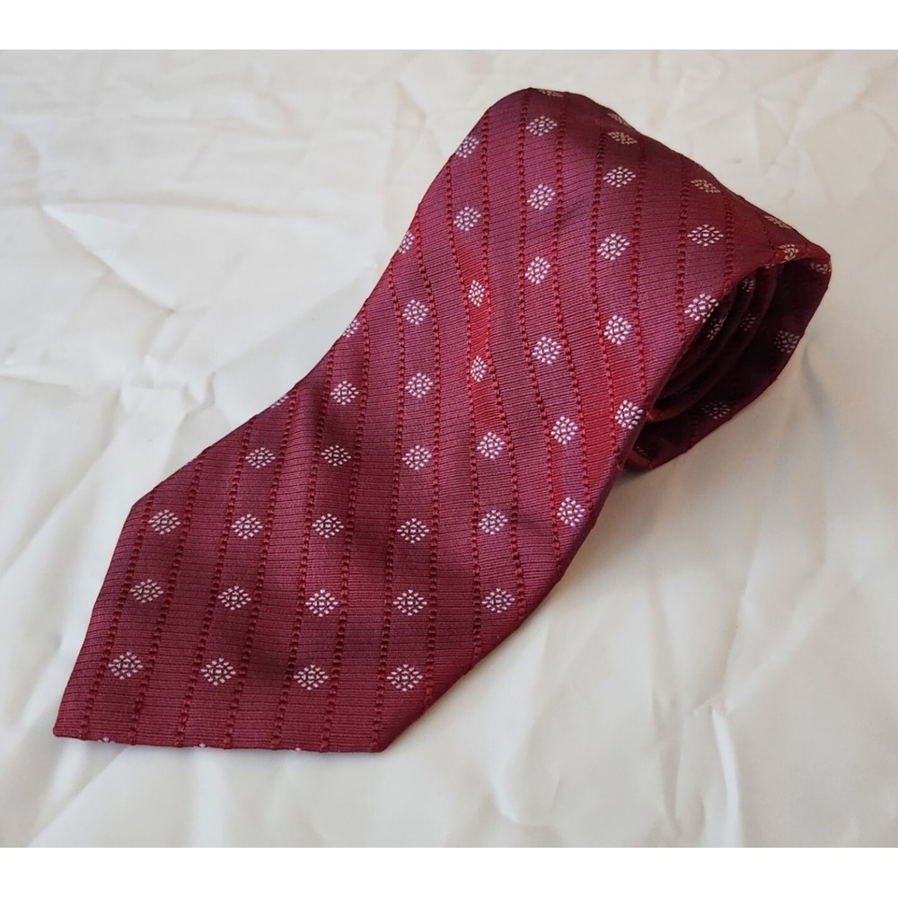 Joseph Abboud Men's Red Striped Neck Tie 100% Silk Men's Tie